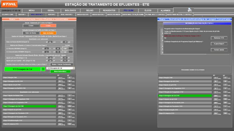 Stihl water treatment automation — SCADA screens
